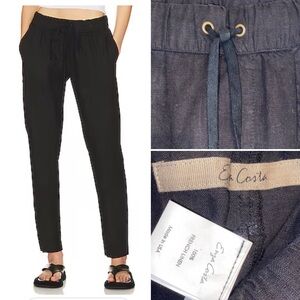 New $178 Enza Costa Revolve Black French Linen Easy Pant sz 1 Small
